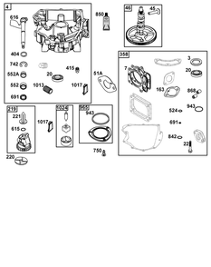 Crankcase Cover/Sump Group Diagram and Parts List for 40N777-0036-B5 400000 - 699999 Briggs and Stratton Engine
